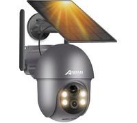 ANRAN 5MP Caméra de Surveillance extérieur 360° caméra batterie avec panneau solaire-Q01 Max Gris