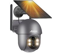 ANRAN 5MP Caméra Surveillance WiFi Extérieur Solaire, Gris | PIR Détection Humaine, Vision Nocturne Couleur, Audio Bidirectionnel, 360°, Sirène et Alarme Lumineuse
