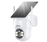 ANRAN 5MP Caméra Surveillance WiFi Extérieure sans Fil, Panneau Solaire Intégré, Caméra IP sur Batterie, Vision Nocturne Couleur, Détection Humaine, Audio Bidirectionnel, Sirène d'alarme, Q04 Max