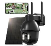 ANRAN 5MP Caméra Surveillance WiFi Exterieure Solaire, 360° PTZ Caméra Surveillance sur Batteries, Vision Nocturne Couleur, Audio Bidirectionnel, AI/PIR Humaine Détection, Sirène, Alexa, Q03 Noir Max