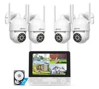 KIT Caméra de Surveillance 10"" NVR 4 Caméras 5MP 360° VidéoSurveillance Audio Bidirectionnel Suivi automatique Disque dur 2To-ANRAN