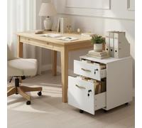 anrekl Caisson de Rangement, Meuble Bureau à 5 roulettes, 2 Tiroirs, Verrouillable Meuble sous Bureau 53.5 cm Hauteur pour Dossiers Suspendus, Papier Administratif, Imprimante, Format A4, Blanc