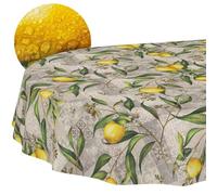 ANRO Nappe Citron 70% Coton 30% Polyester - Tissu Lavable Intérieur Extérieur Jardin Bordure Coupée 200x140 cm
