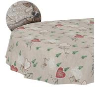 ANRO Nappe de Noël en Tissu 70% Coton 30% Polyester - Motif Montagne, Lavable en Machine, Bord Coupé 240x140 cm