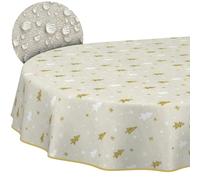 ANRO Nappe de Noël en Tissu 70% Coton 30% Polyester - Motif Sapin, Lavable en Machine, Bord Coupé 180x140 cm