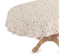 ANRO Nappe de table en toile cirée, lavable, au mètre, rectangulaire, ronde, ovale, charmant, rouge, ovale, pour table de jardin, facile d'entretien, 180 x 140 cm