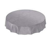 Anro Nappe de Table en Toile cirée, Ronde, 140 cm, Gris Uni Urban, Bords découpés