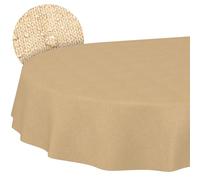 ANRO Nappe de Table Lavable, Aspect Lin, Ovale, 240 x 140 cm, pour l'intérieur et l'extérieur, imperméable, Anti-Taches, Facile d'entretien, Bord coupé