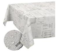 ANRO Nappe de Table Tissu 70% Coton 30% Polyester - Motif Vintage Menu - Lavable - Bord Coupé 160x120 cm
