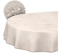 ANRO Nappe en Tissu 70% Coton 30% Polyester - Motif Japondi Beige, Rectangulaire, Lavable, Bord Coupé 200x140 cm