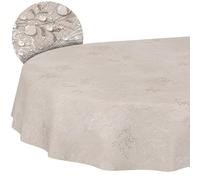 ANRO Nappe en Tissu 70% Coton 30% Polyester - Motif Japondi Beige, Rectangulaire, Lavable, Bord Coupé 280x140 cm