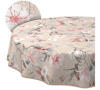 ANRO Nappe en Tissu 70% Coton 30% Polyester - Rectangulaire Ovale Ronde, Lavable, Bord Coupé Ø 140 cm