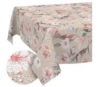 ANRO Nappe en Tissu 70% Coton 30% Polyester - Rectangulaire Ovale Ronde, Lavable, Bord Coupé 160x140 cm