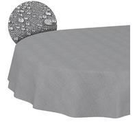 ANRO Nappe en Tissu 70% Coton 30% Polyester - Ronde, Lavable, Motif Ornement Jacquard, Gris Foncé 180x140 cm