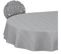 ANRO Nappe en Tissu 70% Coton 30% Polyester - Ronde, Lavable, Motif Ornement Jacquard, Gris Foncé 220x140 cm