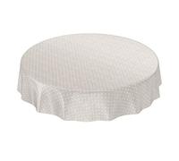 ANRO Nappe en Toile cirée, à Pois, Unie, Beige, Bord découpé, Ronde, 120 cm