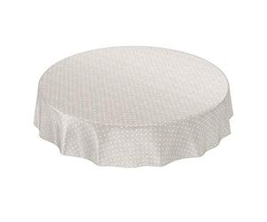 ANRO Nappe en Toile cirée, à Pois, Unie, Beige, Bord découpé, Ronde, 120 cm