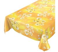 Anro Nappe en Toile cirée cirée Motif Camomille Jaune 100 x 140 cm Bord coupé 100 x 140 cm