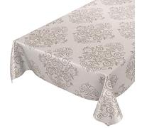 Anro - Nappe en Toile cirée Lavable - Beige - Motif Baroque - avec arabesques - 100 x 140 cm
