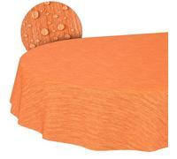 ANRO Nappe en Toile cirée, Lavable, Ovale, Bord coupé, Aspect Textile, Rouge, 140 x 240 cm, pour Table de Jardin