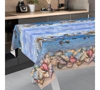 ANRO Nappe en Toile cirée Lavable, pour Table de Jardin, extérieur et intérieur, 240 x 140 cm, Bord coupé, Motif de pêcheur
