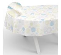 ANRO Nappe en Toile cirée, Lavable, pour Table de Jardin, extérieur et intérieur, Ovale, 240 x 140 cm, Bord coupé, Pointes