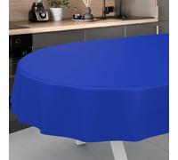 ANRO Nappe en Toile cirée, Lavable, pour Table de Jardin, extérieur et intérieur, Ovale, Bord coupé, Bleue, 240 x 140 cm