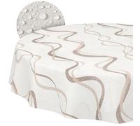 ANRO Nappe en Toile cirée Lavable, pour Table de Jardin, extérieur et intérieur, Ronde, Bord coupé, Vagues, 140 cm