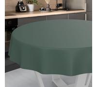 ANRO Nappe en Toile cirée, Lavable, pour Table de Jardin, extérieur et intérieur, Ronde, Bord coupé, Vert Sapin, 100 cm