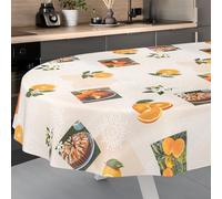 ANRO Nappe en Toile cirée Lavable, pour Table de Jardin, extérieur, intérieur, Ovale, Bord coupé, Oranges, 240 x 140 cm