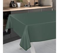 ANRO Nappe en Toile cirée Lavable, pour Table de Jardin, pour l'extérieur et l'intérieur, avec Ourlet, Vert Sapin 240 x 140 cm