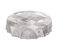 ANRO Nappe en Toile cirée Lavable, Style Industriel, Moderne, Aspect usé, Industriel, Ronde, 140 cm