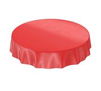Anro Nappe en toile cirée lavable, uni, brillant, Toile cirée, rouge, Eingefasst Rund 100cm