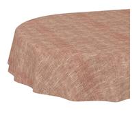 ANRO Nappe enduite Aspect lin rouge ovale 200x140 cm anti-taches | lavable à 30 °C - idéale pour jardin, terrasse et salle à manger - linge de table en tissu enduit