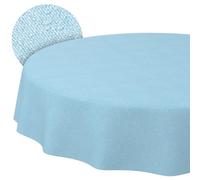 ANRO Nappe enduite Bleu pastel aspect lin ronde Ø 100 cm anti-taches | linge de table en tissu enduit - lavable à 30 °C - idéale pour jardin, terrasse et salle à manger