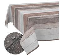 ANRO Nappe enduite Bois 180x120 cm Anti-Taches | lavable à 30 °C - idéale pour jardin, terrasse et salle à manger - linge de table en tissu enduit