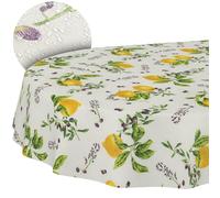 ANRO Nappe enduite Citrons Ovale 220x140 cm intérieur/extérieur | lavable à 30 °C - idéale pour jardin, terrasse et salle à manger - linge de table en tissu enduit