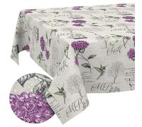 ANRO Nappe enduite Hortensia violet 180x140 cm intérieur/extérieur | lavable à 30 °C - idéale pour jardin, terrasse et salle à manger - linge de table en tissu enduit