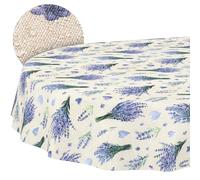 ANRO Nappe enduite Lavande violet ovale 280x140 cm intérieur/extérieur | lavable à 30 °C - idéale pour jardin, terrasse et salle à manger - linge de table en tissu enduit