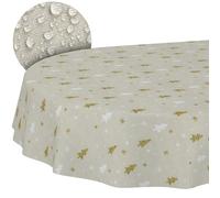 ANRO Nappe enduite Noël Sapin de Noël ovale 220x140 cm anti-taches | idéale pour jardin, terrasse et salle à manger - linge de table en tissu enduit - lavable à 30 °C