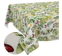 ANRO Nappe enduite Papillons Feuilles Brise 120x140 cm rectangulaire | anti-taches et imperméable, facile d’entretien - lavable à 30 °C - idéale pour jardin, terrasse et salle à manger