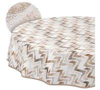 ANRO Nappe enduite Zigzag avec ourlet ronde Ø 120 cm intérieur/extérieur | avec ourlet passepoilé - idéale pour jardin, terrasse et salle à manger - linge de table en tissu enduit - lavable à 30 °C