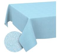 ANRO Nappe Lavable - Aspect Lin - Bleu Pastel - Rectangulaire - 140 x 100 cm - Nappe de Jardin pour l'intérieur et l'extérieur - Imperméable - Anti-Taches - Facile d'entretien - Bord coupé