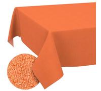 ANRO Nappe Lavable - Aspect Lin - Orange - Rectangulaire - 180 x 140 cm - Nappe de Jardin pour l'intérieur et l'extérieur - Imperméable - Anti-Taches - Facile d'entretien - Bord coupé