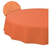 ANRO Nappe Lavable, Aspect Lin, Orange, Ronde, 100 cm, pour l'intérieur et l'extérieur, imperméable, Anti-Taches, Facile d'entretien, Bord coupé