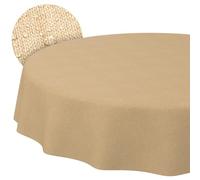ANRO Nappe Lavable, Aspect Lin, Ronde, 100 cm, pour l'intérieur et l'extérieur, imperméable, Anti-Taches, Facile d'entretien, Bord coupé