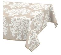 ANRO Nappe Lavable damassée rectangulaire 180 x 140 cm - Imperméable pour l'intérieur et l'extérieur, Effet Lotus, avec Ourlet
