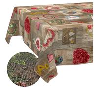 ANRO Nappe Lavable en Forme de cœur rectangulaire 140 x 100 cm - Imperméable pour l'intérieur et l'extérieur, Effet Lotus, avec Ourlet