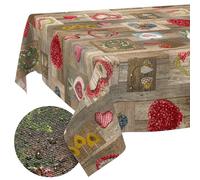 ANRO Nappe Lavable en Forme de cœur rectangulaire 350 x 140 cm - Imperméable pour l'intérieur et l'extérieur, Effet Lotus, Bord coupé