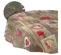 ANRO Nappe Lavable en Forme de cœur - Ronde - 100 cm - Imperméable - pour l'intérieur et l'extérieur - Effet Lotus - Bord coupé
